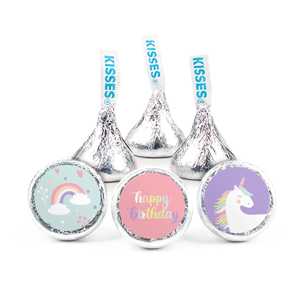 324ct Unicorn Kid's Birthday Stickers for Hershey's Kisses Party Favors - DIY - Candy Not Included