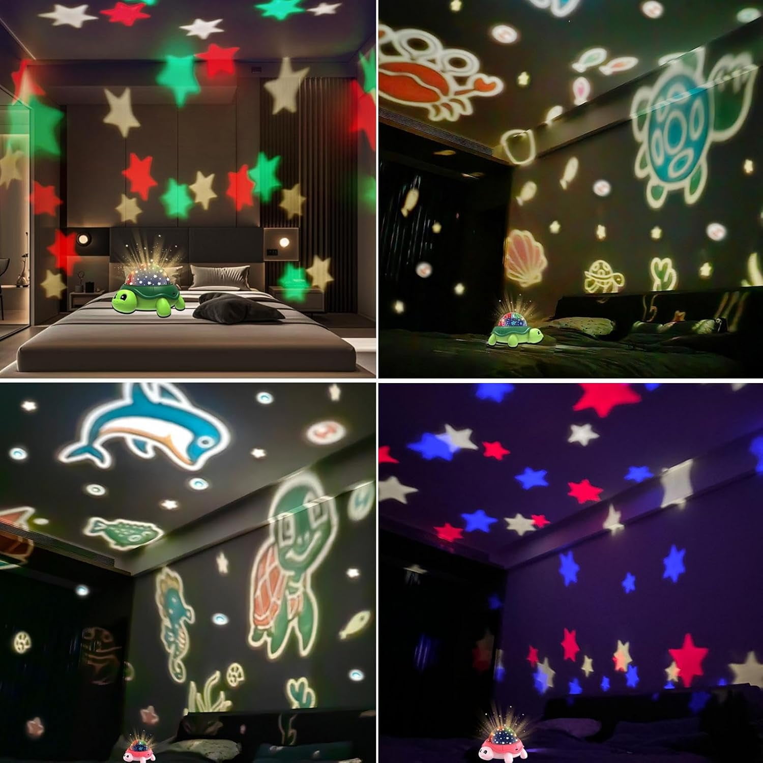VIVIHEYDAY Cute Turtle Night Light Projector for Kids, Ocean World Star Galaxy Ceiling Lamp Color Changing, 360° Rotation, USB Powered, Christmas Birthday Gifts