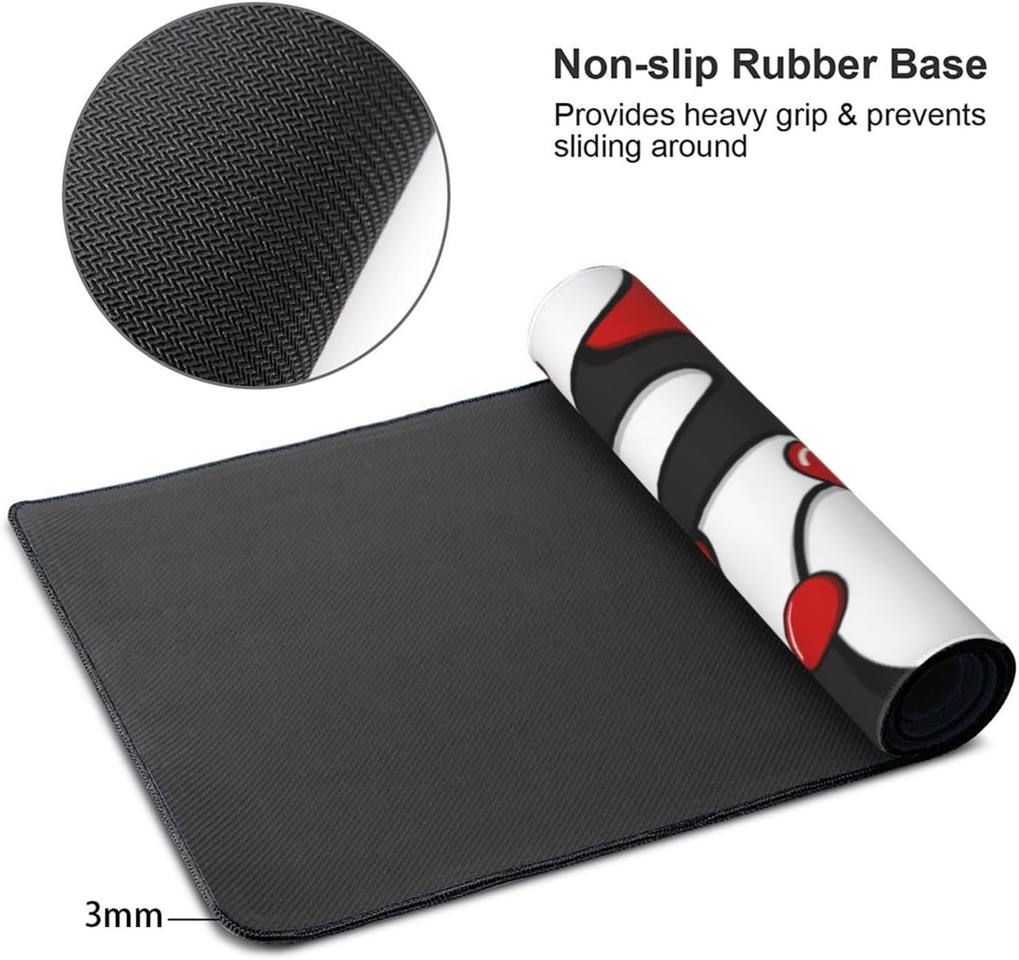 Red Black White Gaming Mouse Pad Desk Pad XXL 35.4×15.7 Inch Japanese Anime Geometric Cool Extended Mousepad 40X90cm with Non-Slip Rubber Base Stitched Edge Large Desk Mat for Gamer Office Home Work