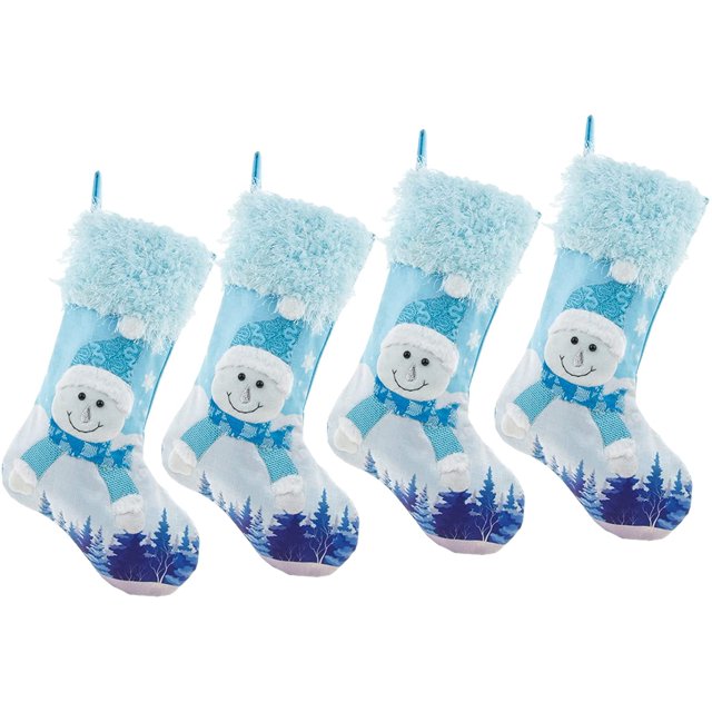 Paquete de 4 calcetines navideños, adorno de calcetines navideños grandes de 18 "con luces LED, juego de calcetines navideños para niños Zhivalor WRJM-369-2