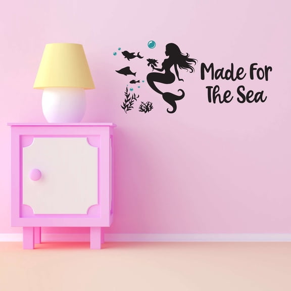 Made For The Sea Mermaid Ocean Sea Animals Creatures Princess Fish Starfish Queen Sweet Dreams Bedtime Unicorn Lovely Dear Dream Decorating Ideas Wall Decal Sticker - Size: 20 In X 8 In