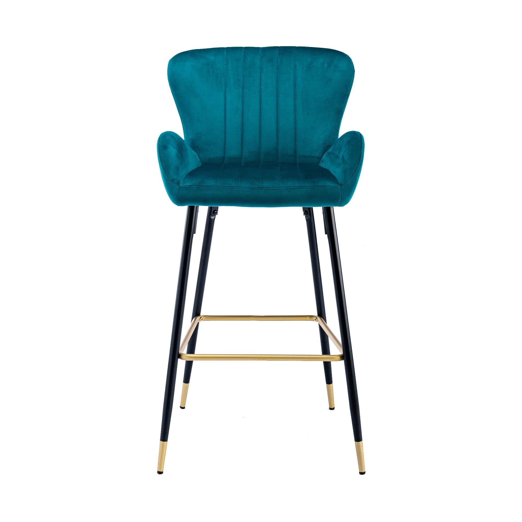 Resenkos Bar Stools Set of 2,Modern Velvet Breakfast Dining Chairs with Back and Footrest(Teal) Resenkos Bar Stools Set of 2,Modern Velvet Breakfast Dining Chairs with Back and Footrest(Teal)