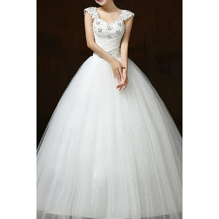 Unomatch Junior Decorated Straps Slim Ball Gown Wedding Dress
