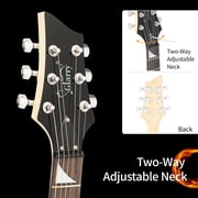 Glarry Burning Fire Beginner Electric Guitar Kit w/ Accessories for Beginner, Brown