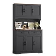 thumbnail image 6 of Homfa 74"H Pantry Cabinet with Hutch, Tall Kitchen Storage Cabinet with Microwave Stand and Drawers for Living Room, Dining Room, Black, 6 of 7