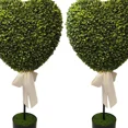 thumbnail image 5 of Boxwood Heart with Bow Topiaries, Green & White, 32", 2 Count, Valentine's Day, 5 of 7