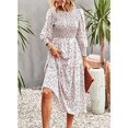 thumbnail image 2 of YNIQUE Women's Casual Long Sleeve Floral Dress Crewneck A-Line Mid Length Dress, 2 of 5