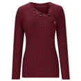 thumbnail image 4 of Long Sleeve Shirts for Women Knitted Tops Button Front Slit Casual Ladies Blouse Dressy Tunic Tops Basic Tee Shirts Wine XXL, 4 of 6