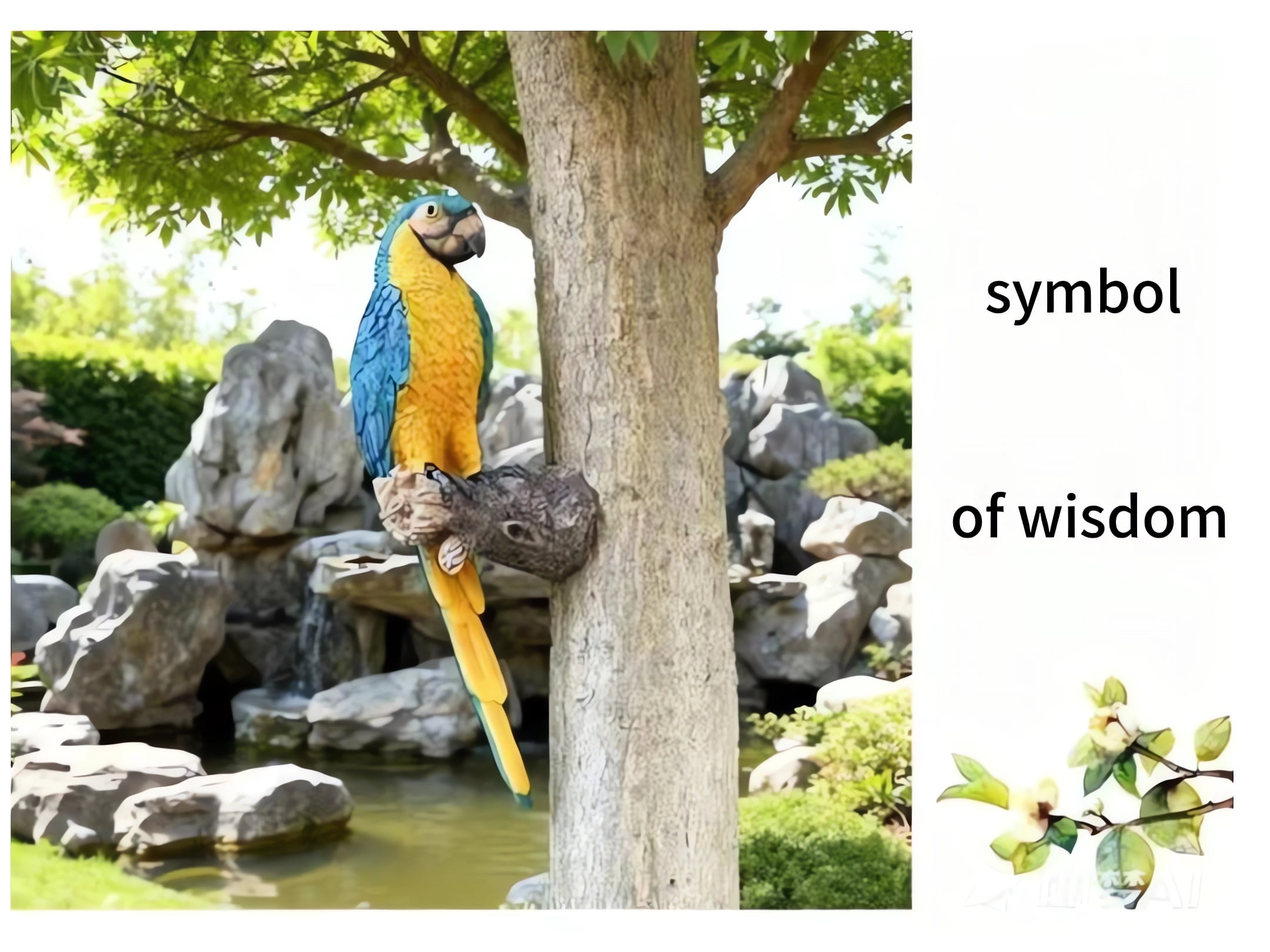 Parrot Garden Statue，Realistic Resin Parrot Tree Pendant Animal Sculpture ，Indoor And Outdoor  Garden Lawn House Art Resin Statue