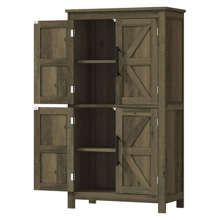 Farmhouse Bathroom Cabinet, Freestanding Storage with Doors, 23.6" x 11.8" x 43.3", Brown Wood Organizer