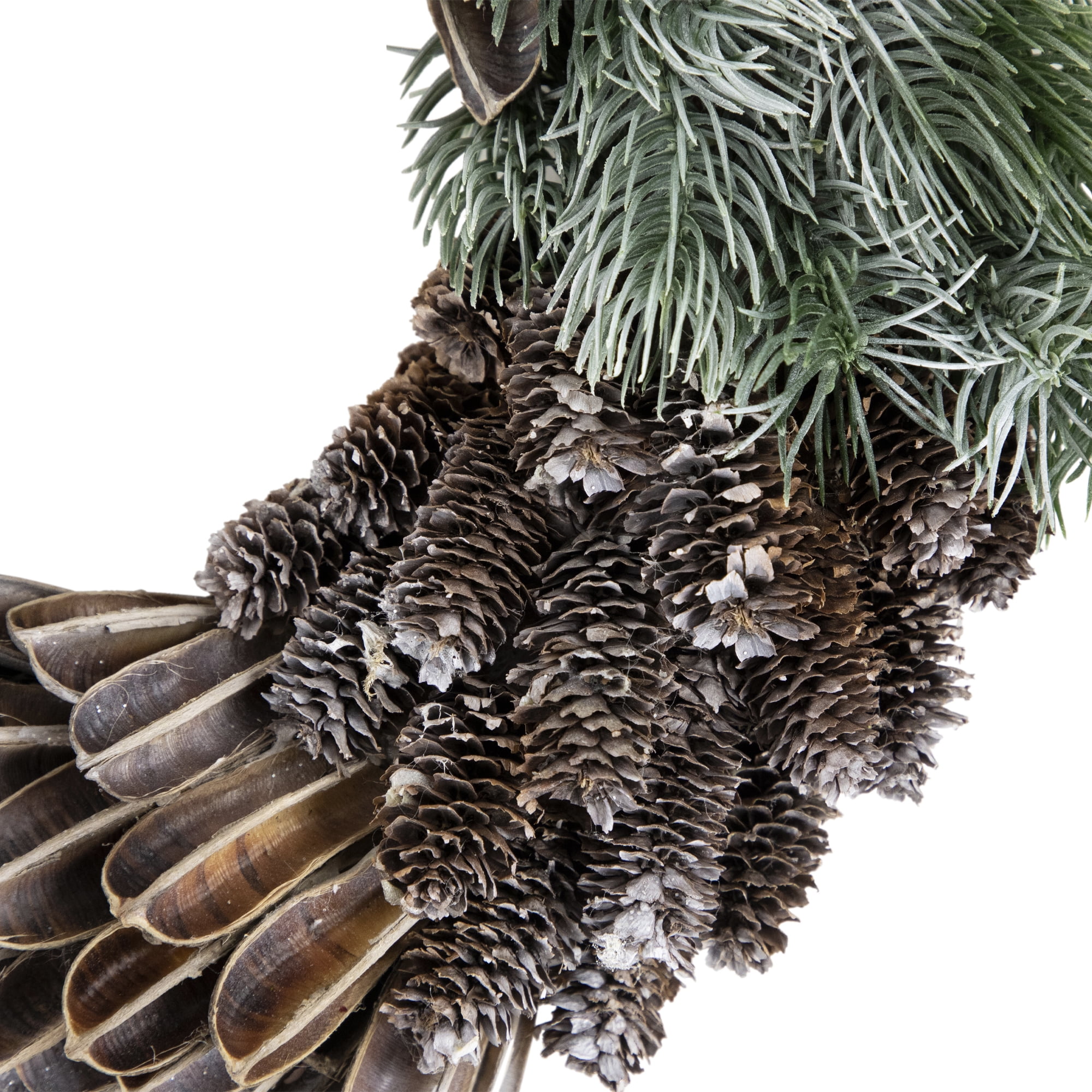 Northlight Brown and Green Pine Needle and Pine Cone Artificial Christmas Wreath, 13.5-Inch, Unlit