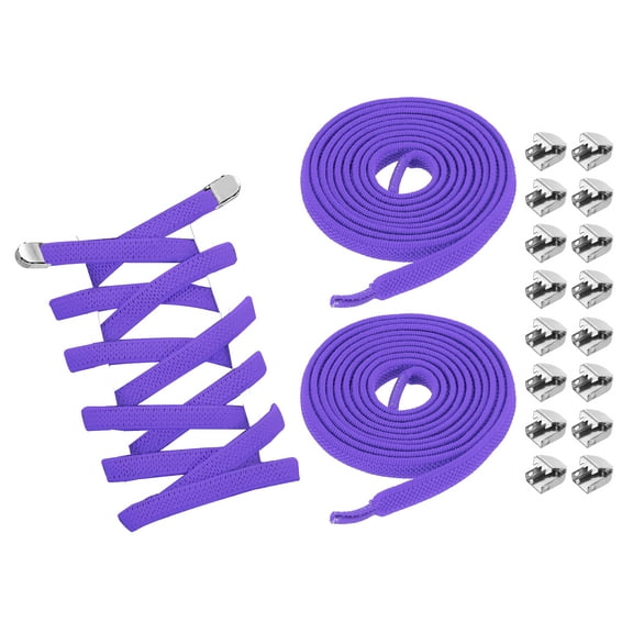 3Pairs No Tie Shoe Laces, Elastic Tieless Shoelaces with End Clips, Purple