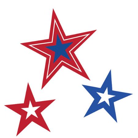 Club Pack of 36 Patriotic Red, White and Blue Star Cutout Decorations ...