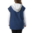 thumbnail image 4 of DARING DIVA Women's Plus Drawstring Hood Casual Denim Vest 3X Dark Blue, 4 of 7