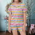 thumbnail image 3 of Girls Easter Pajamas Size 8 Easter Paint Lapel Short Sleeve Soft Buttons 2 Piece Pjs for Girls Kids Pink,10-11Y, 3 of 5