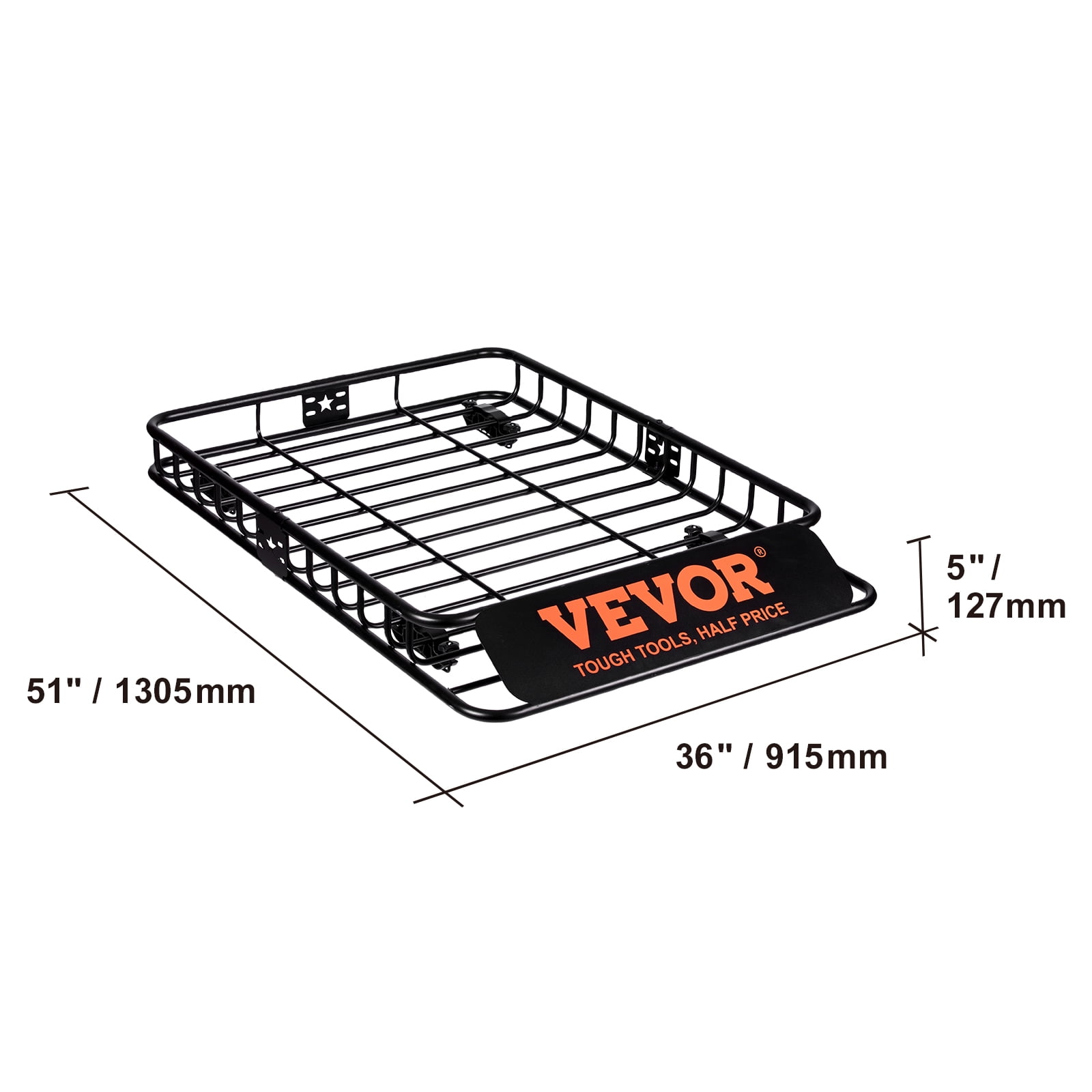 VEVOR Roof Rack Cargo Basket, 51" x 36" x 5" Rooftop Cargo Carrier w/ 15 Cu Ft Waterproof Cargo Bag, 200 LBS Capacity Universal Rack Carrier for SUV, Truck