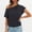 Black, variant on Women’s Off-Shoulder Short Sleeve T-Shirt – Loose Fit Solid Summer Casual Top