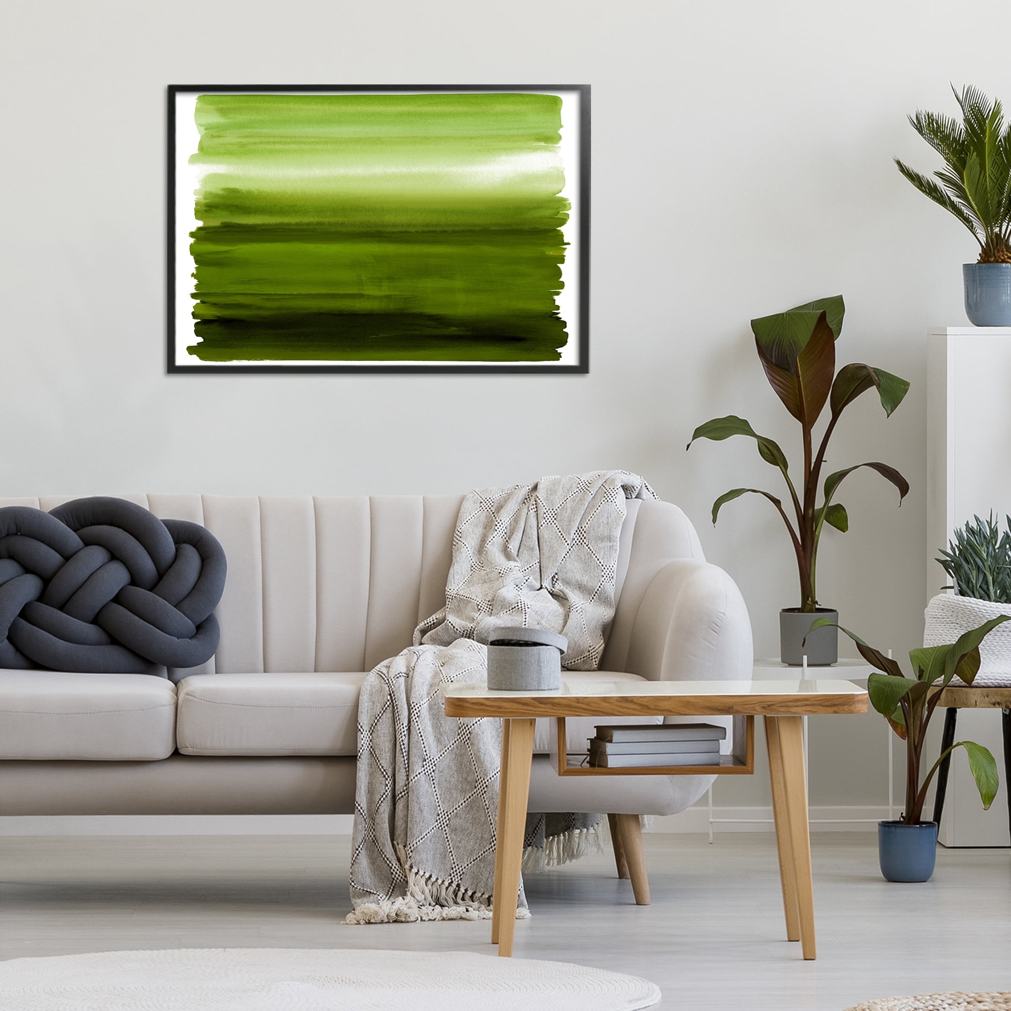 Stupell Industries Ombre Green Gradient Black Framed Giclee Art, design by Allie Corbin