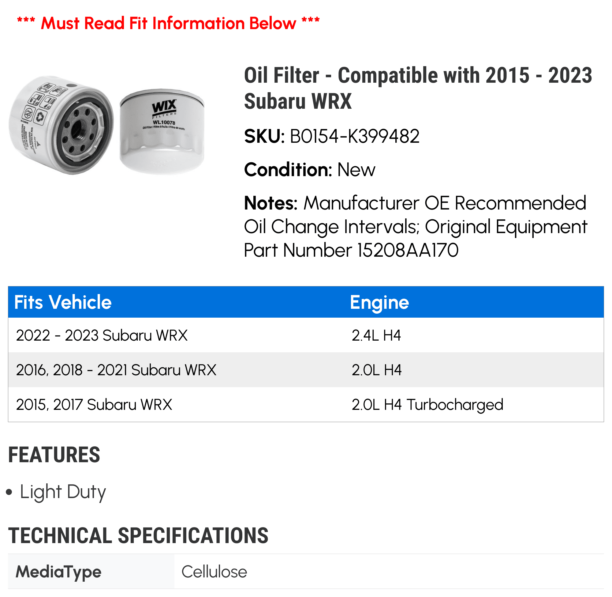 2018 subaru 2024 wrx oil filter