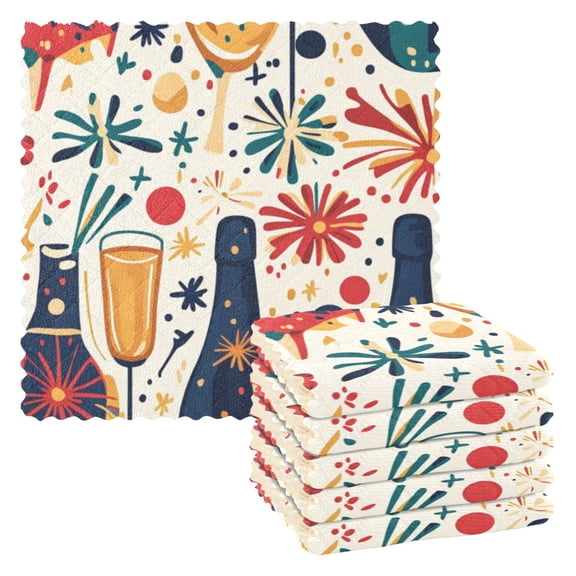 6 Pieces of Kitchen Towels 11x11Inch Kitchen Dish Cloths Kitchen Dish Towels Reuseable Cleaning Cloths Pretty Champagne Pattern