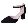 thumbnail image 1 of 1 Paire d'Escarpins pour Femmes à la Mode avec Bride à la Cheville, Talon Bas, Chaussures à Talons Blocs, 1 of 3