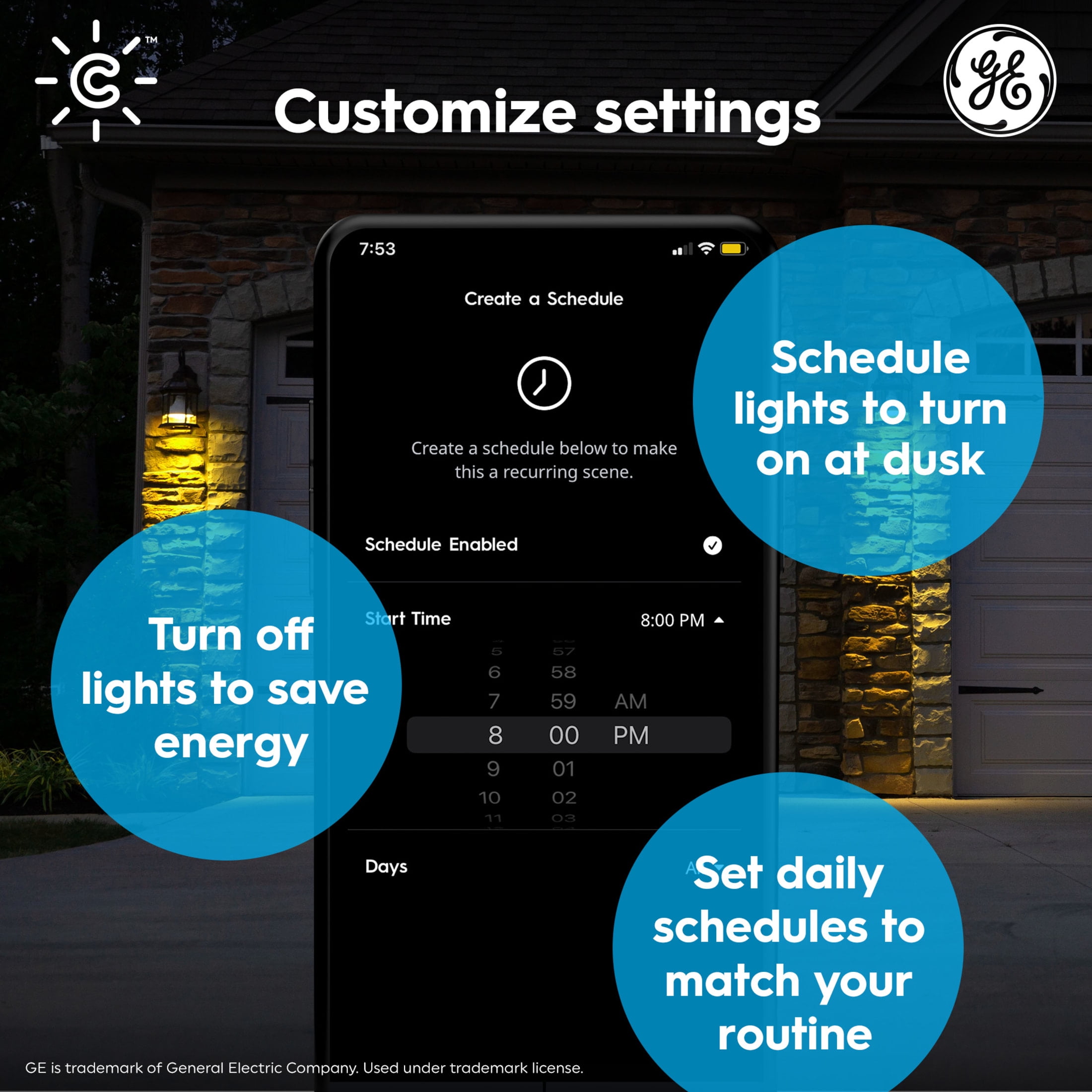 (2 pack) GE Cync PAR38 Smart LED Light Bulb, Color Changing Outdoor Décor Lights, 90 Watts, Medium Base, 1pk