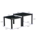 thumbnail image 2 of Pouseayar 2 Pcs Tempered Glass  Square Modern Stacking Table,Black, 2 of 8