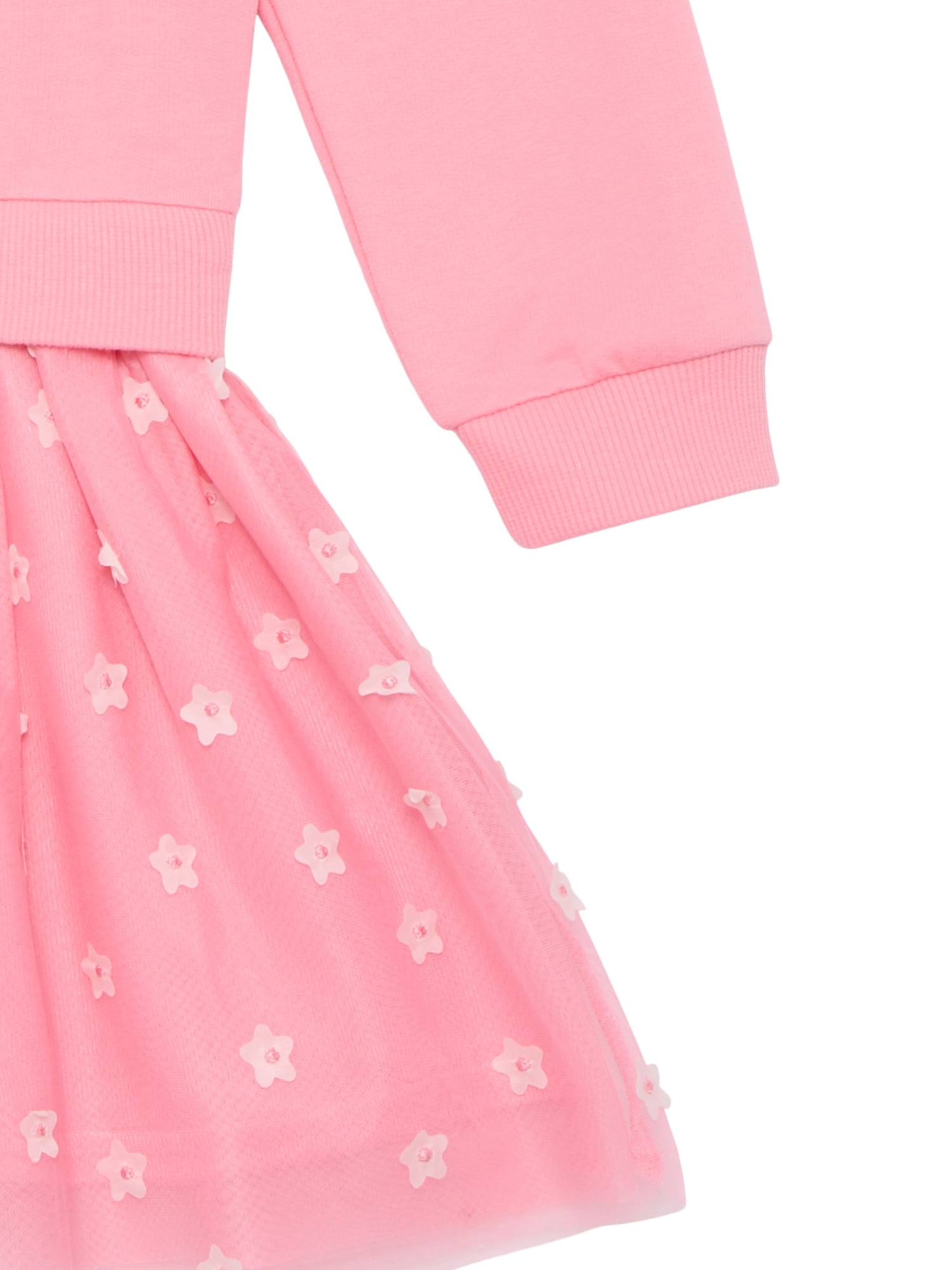 Wonder Nation Girls Sweatshirt Dress with Long Sleeves, Sizes 4-10