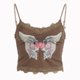 thumbnail image 4 of Tops Cortos Retro Y2K Retro Crop Tops Love Wing Print Lace Mujeres Correa Tank Tops Chaleco (Marrón M) Cgtredaw Para estrenar, 4 of 9