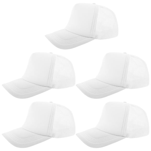 BESTYASH 5Pcs Lightweight White Baseball Hats Blank for Sublimation Heat Transfer Printing