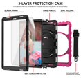 thumbnail image 4 of Dteck Galaxy Tab A 10.1 2019 Case with Screen Protector, 360° Rotatable Kickstand with Hand Strap Shoulder Strap 3 in 1 Shockproof Case for Samsung Galaxy Tab A 10.1 2019 SM-T510 T515, Rose, 4 of 7