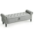 thumbnail image 5 of Furniliving 63" Storage Ottoman Bench with Arms, Upholstered Button Tufted End of Bed Bench, Linen Fabric Large Storage Bench for Bedroom, Entryway,Light Gray, 5 of 9