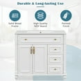 thumbnail image 6 of PORKISS 36" Bathroom Vanity with Ceramic Sink, Freestanding Bathroom Storage Cabinet with Flip-Out Drawer, 3 Drawers and 2 Doors, Wood Bathroom Vanity Cabinet with Gold Hardware, White, 6 of 12