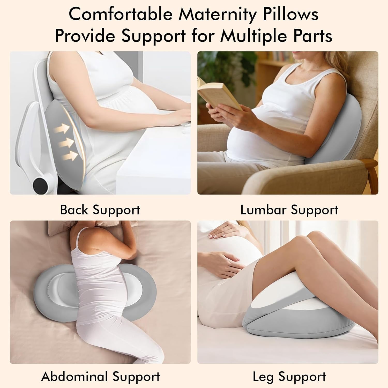 Pregnancy Pillows for Sleeping, Memory Foam W Shaped Maternity Pillow for Pregnant Women, Adjustable Travel Pregnancy Wedge Pillow with Cooling Removable Washable Cover, Support for Belly, Back(Grey)