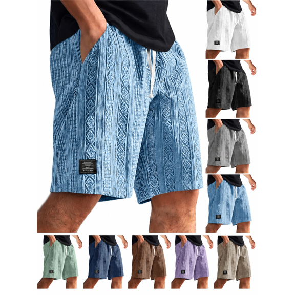 Men's 11 Inch Linen Casual Shorts Elastic Waist Drawstring Loose Fit Lightweight Breathable Beach Vacation Golf Outdoor Casual Wear Shorts