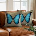 thumbnail image 3 of Blue Butterfly Throw Pillow Cover Vintage Brown Retro Bug Farm Cotton Linen Cushion Cover Throw Pillow Case with Invisible Zipper for Couch Sofa Bed Chair Car 18x18 Inch, 3 of 14