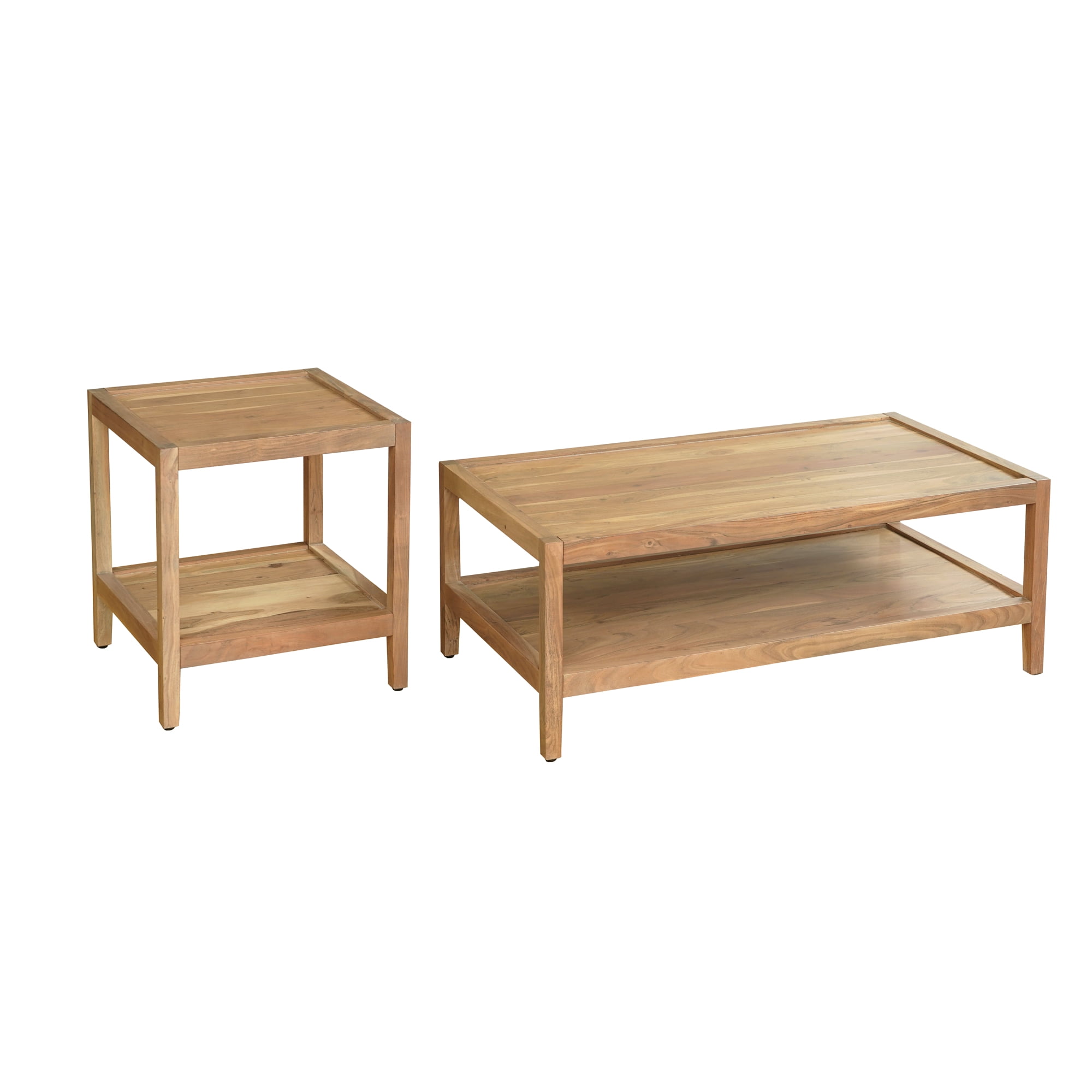 Ox Bay Serenity Wood Square Storage Side Table – Farmhouse Style with Raised Lip Edge, 22" x 22", Indoor Use
