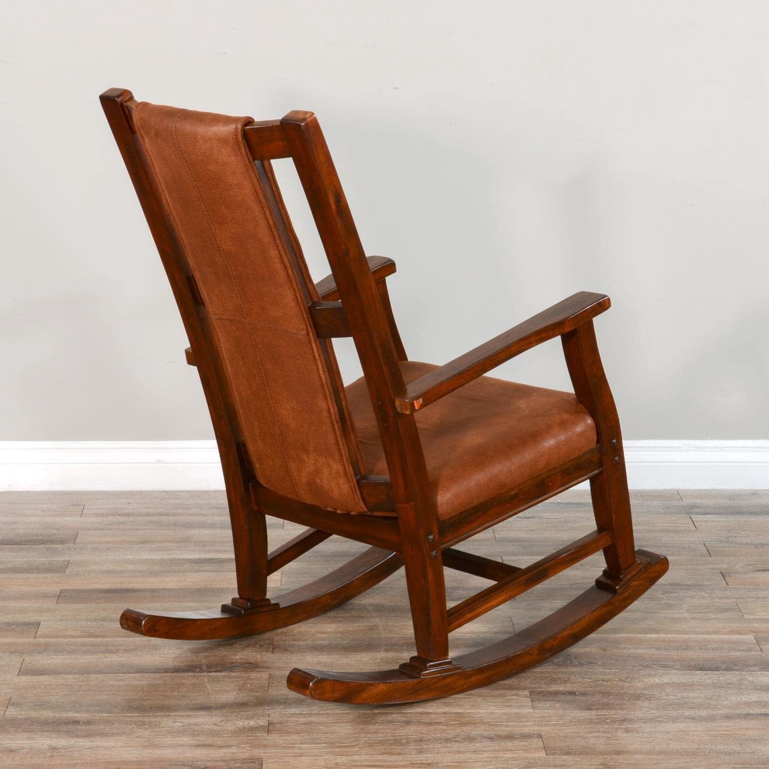 Pemberly Row Wood Indoor Rocking Chair - Chocolate with Cushion Seat & High Back