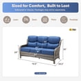 thumbnail image 2 of Giantfurnni Luxury Outdoor Furniture High Back Patio Sofa, Oversized 3-Seater Couch with 6'' Thick Cushions, Ideal for Porch, Poolside, Deck, Yard, Grey Wicker Blue Cushions, 2 of 7