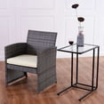 thumbnail image 3 of Costway 2 Pcs Plateau à Café Table d'Appoint de Canapé Bout de Canapé Ottomane Support de Canapé Télé avec Dessus en Verre, 3 of 10