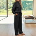 thumbnail image 6 of Two Piece Sets for Women Mock Neck Matching Sets Loungewear Fall Clothes Travel Outfits Fashion 2025 Black XL, 6 of 6