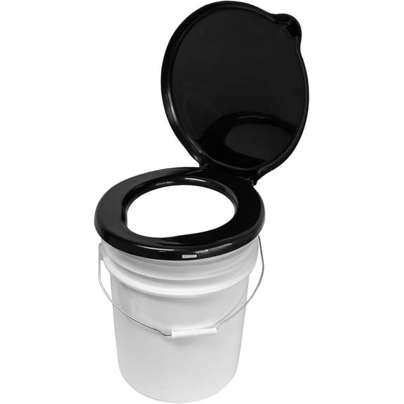 ASR Outdoor Portable Toilet Seat with Lid Compatible with 5 Gallon Bucket, Black