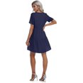 thumbnail image 6 of MLANM Women Summer Tunic Dress V Neck Casual Loose Flowy Swing Shift Dresses, L Navy, 6 of 9