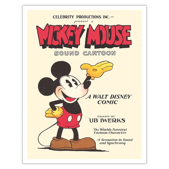 Mickey Mouse Sound Cartoon - Drawn by Ub Iwerks - Vintage Film Movie Poster c.1929 - Fine Art Matte Paper Print (Unframed) 11x14in