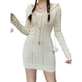 thumbnail image 5 of Liacowi Women Juniors Sweater Dress Mini Knitted Bodycon Dress Long Sleeve Hooded Dress Autumn Winter Clothes, 5 of 9