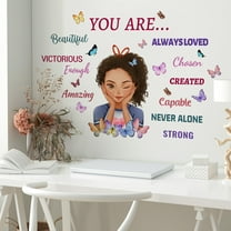 Cartoon inspirational English girl wall stickers for living room, bedroom, children's room, wholesale from cartoon decorative walls