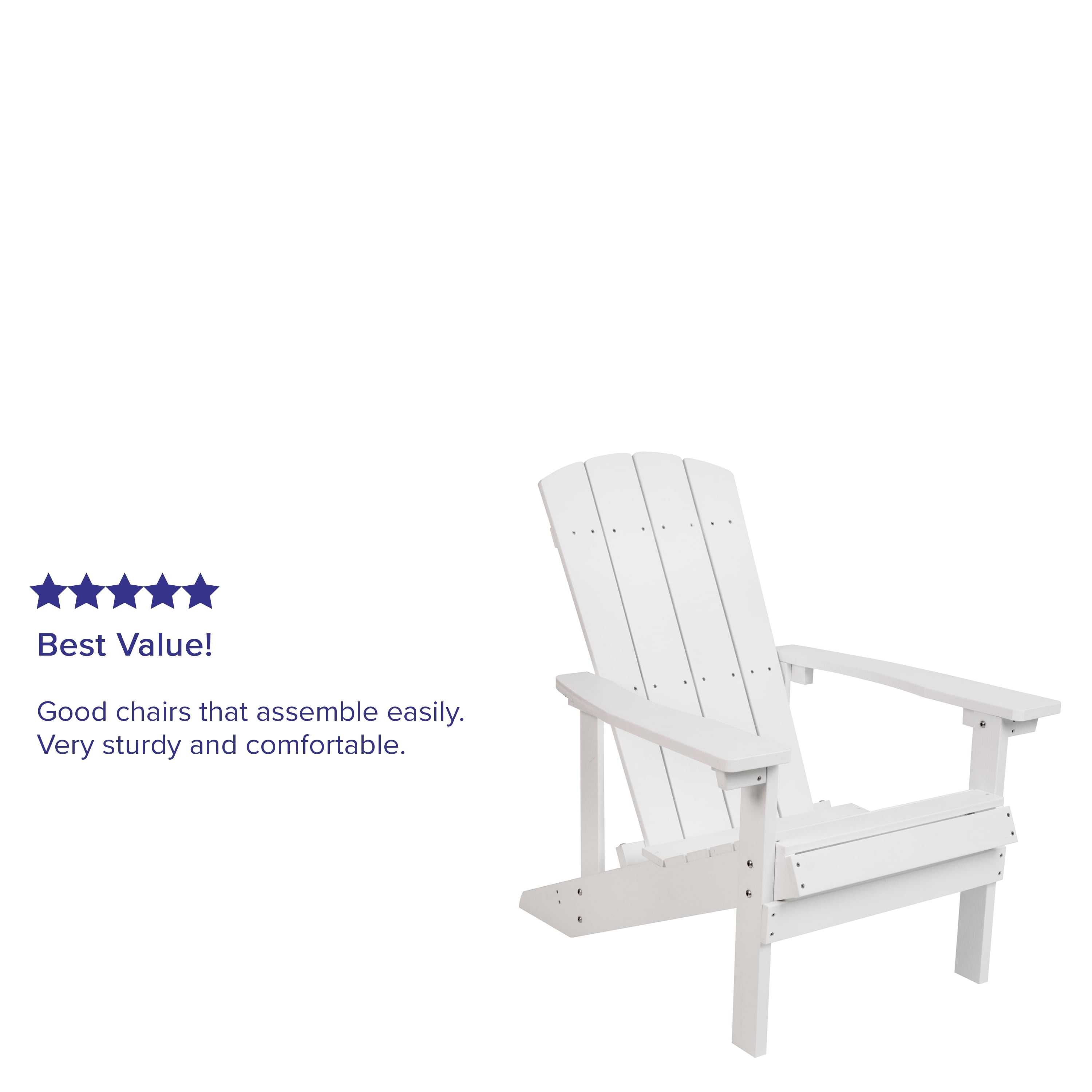 Merrick Lane Set of 4 All-Weather Poly Resin Wood Adirondack Chairs in White