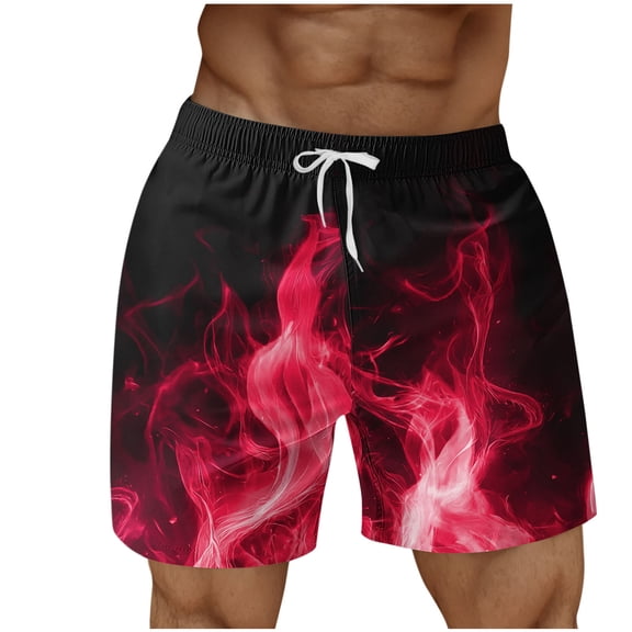 PNTUTB Summer Men's Fashion Printed Elastic Drawstring Casual Comfortable Beach Shorts with Pockets