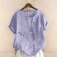 thumbnail image 3 of Aayomet Tops For Women Sexy Casual Women's Deep V T-Shirt Summer Short Sleeve Loose Casual Top,Purple XXL, 3 of 4