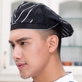thumbnail image 2 of Sombrero para adultos Baoblaze gorro de cocina camarero panadero para cabeza sombrero de trabajo para restaurante Raya bnca, 2 of 8